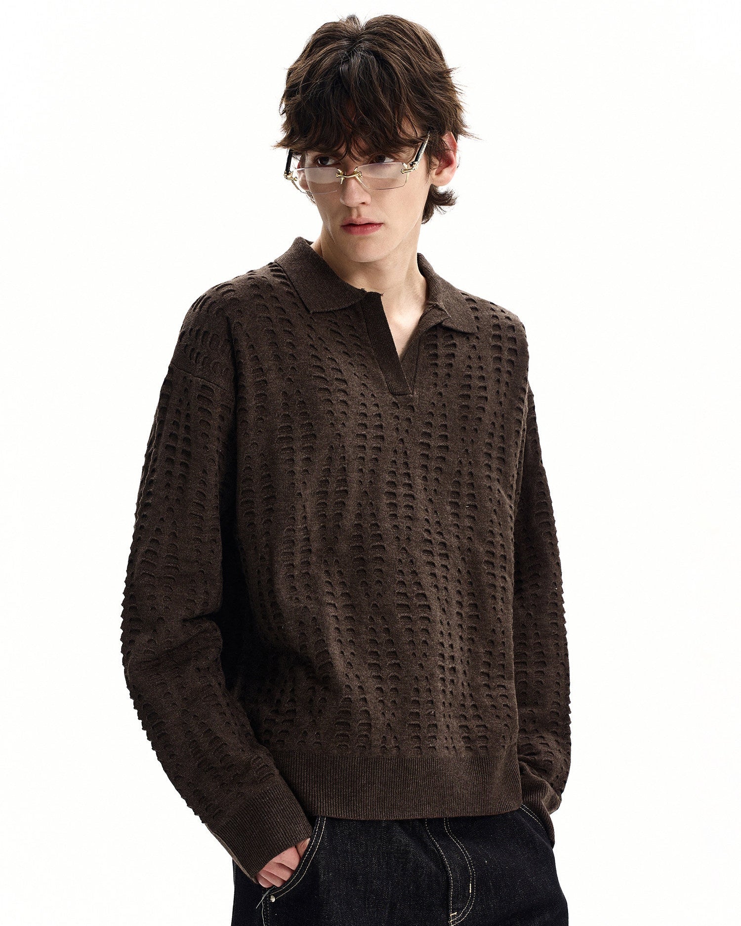 Hollow-Out Collar Knit Sweater