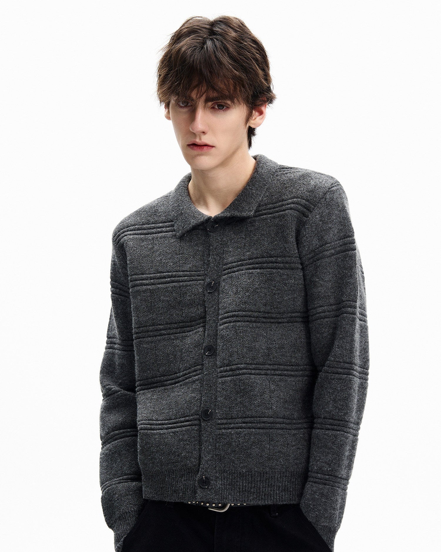 Quilted Wool Blend Cardigan Jacket