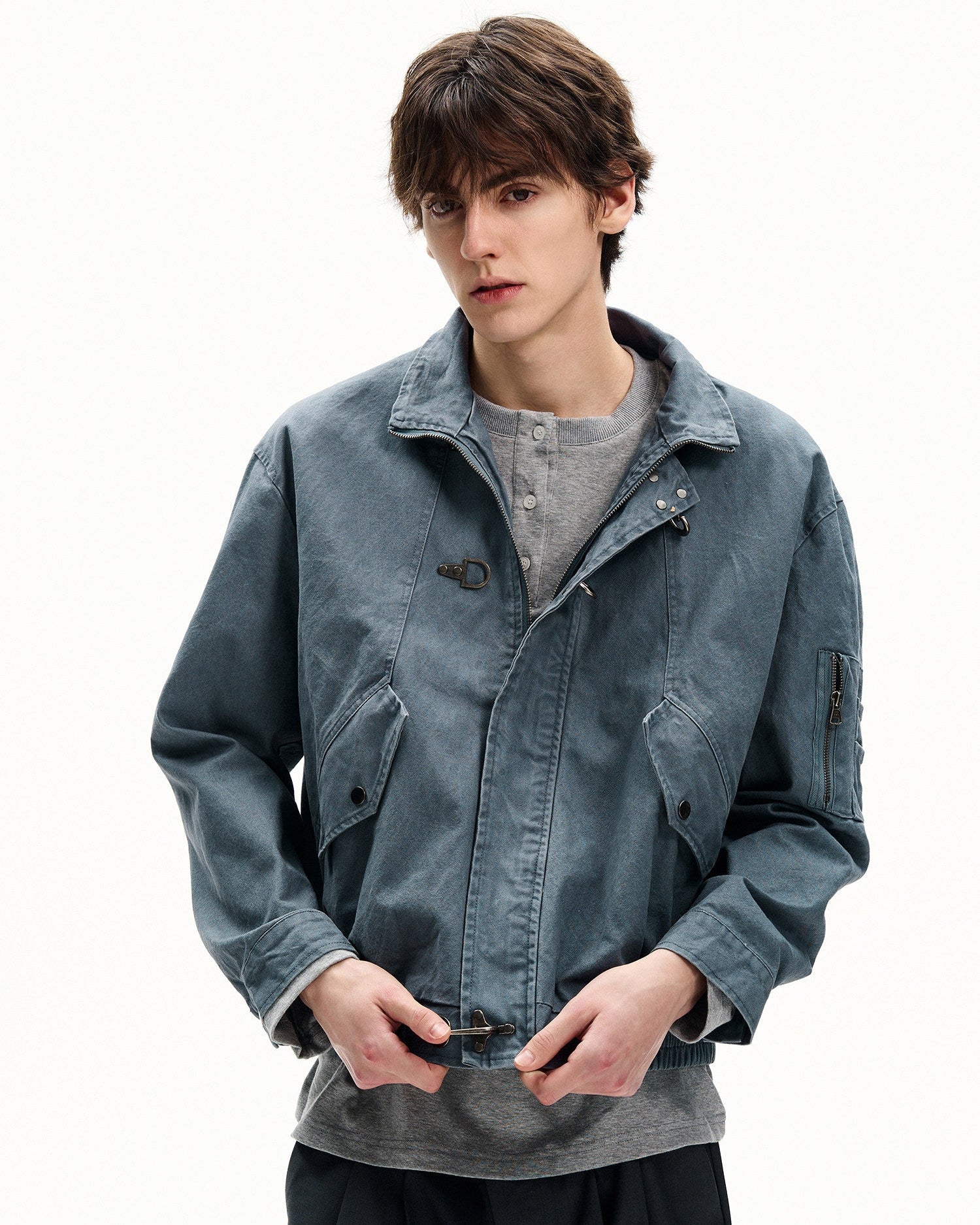 Washed Cotton Twill Buckle Jacket