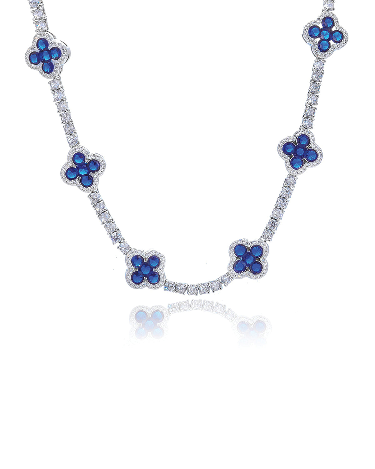 Azure Clover Tennis Necklace