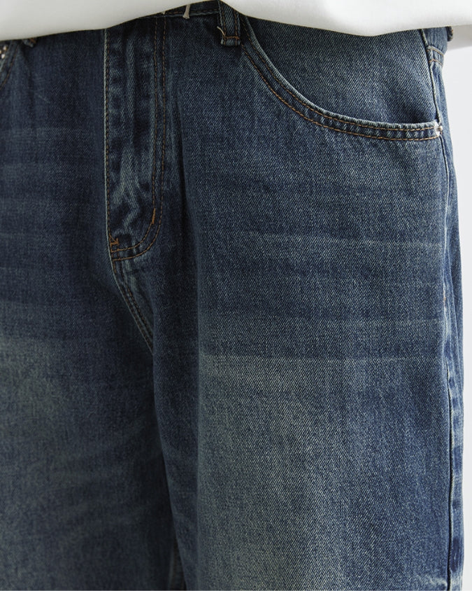 Navy Wash Denim Shorts