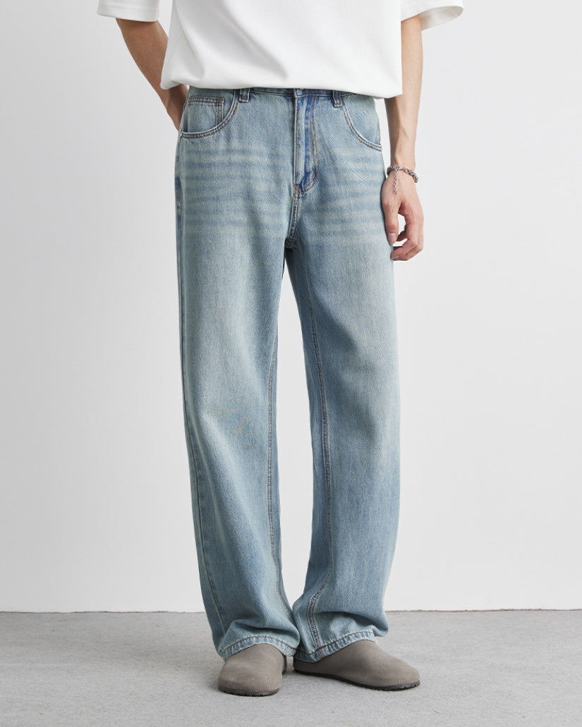 Relaxed Fit Washed Denim Jeans