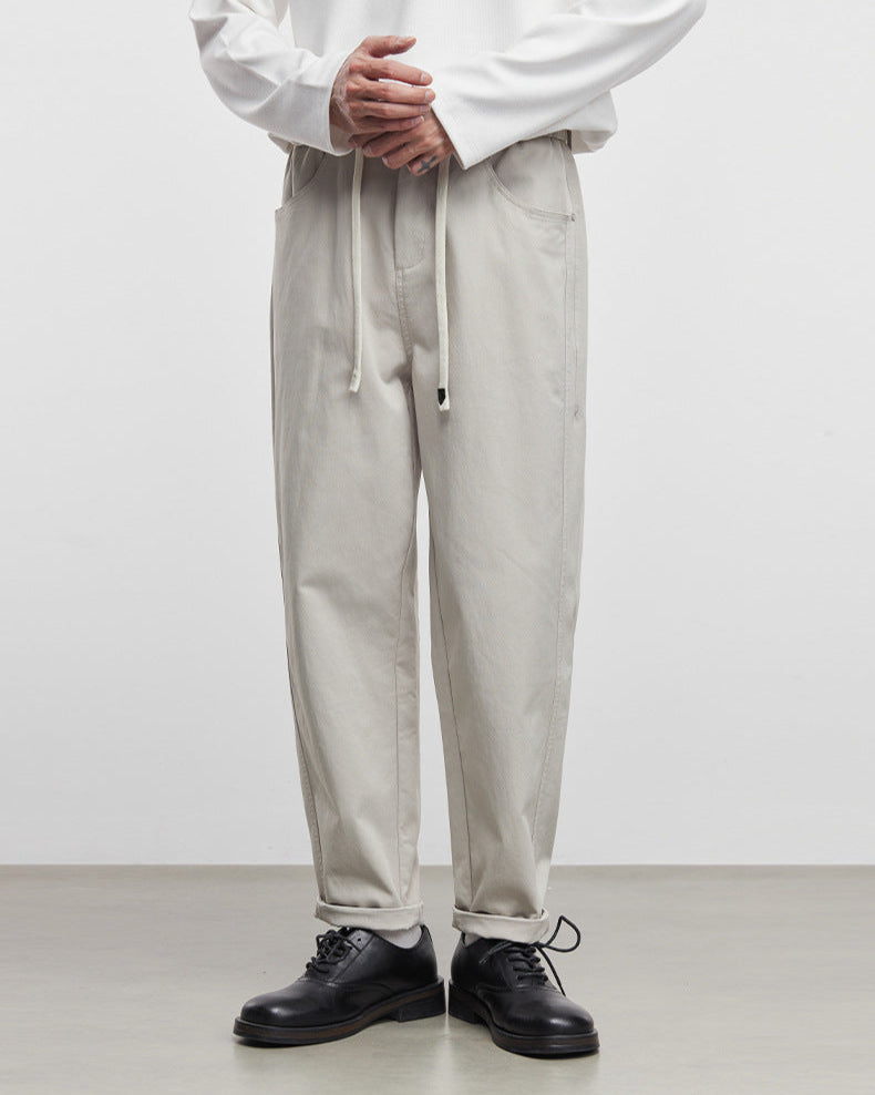 Simple Cut Loose Straight Tapered Pants
