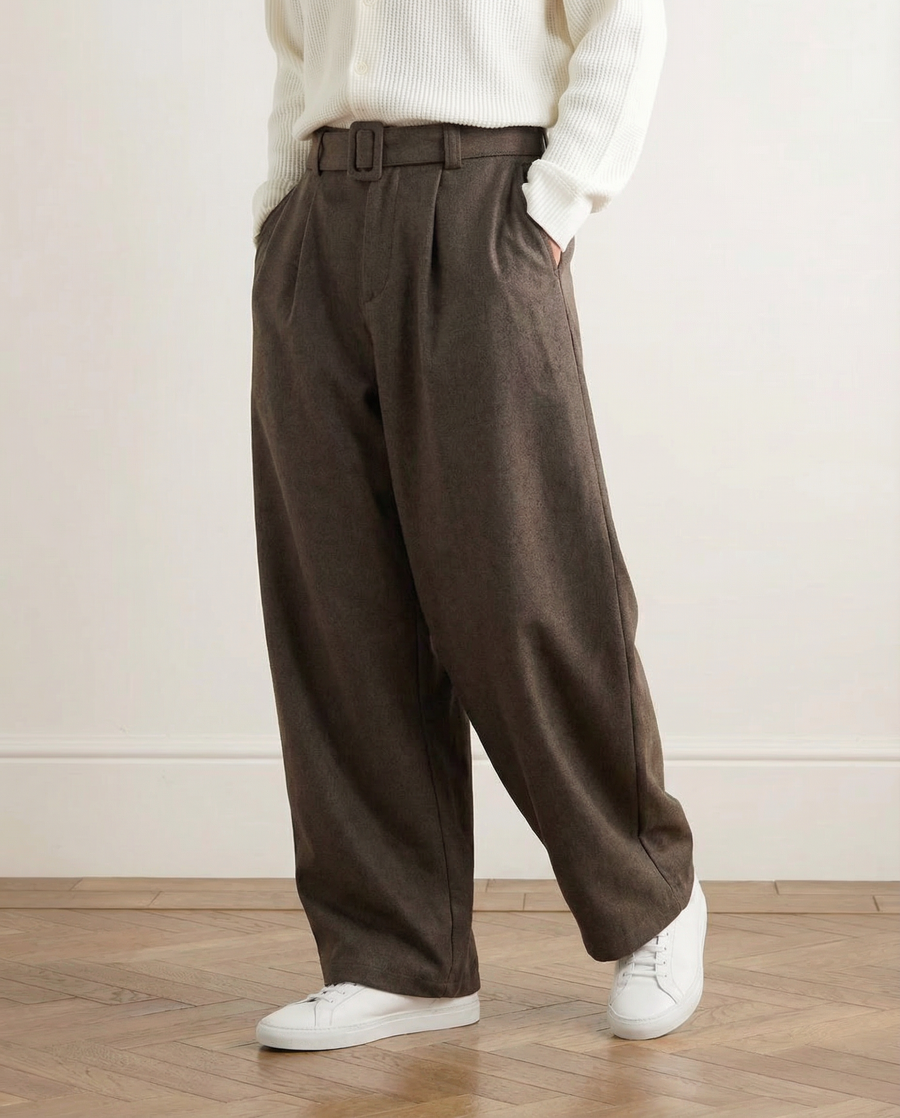 Wool-Blend Wide-Leg Trousers