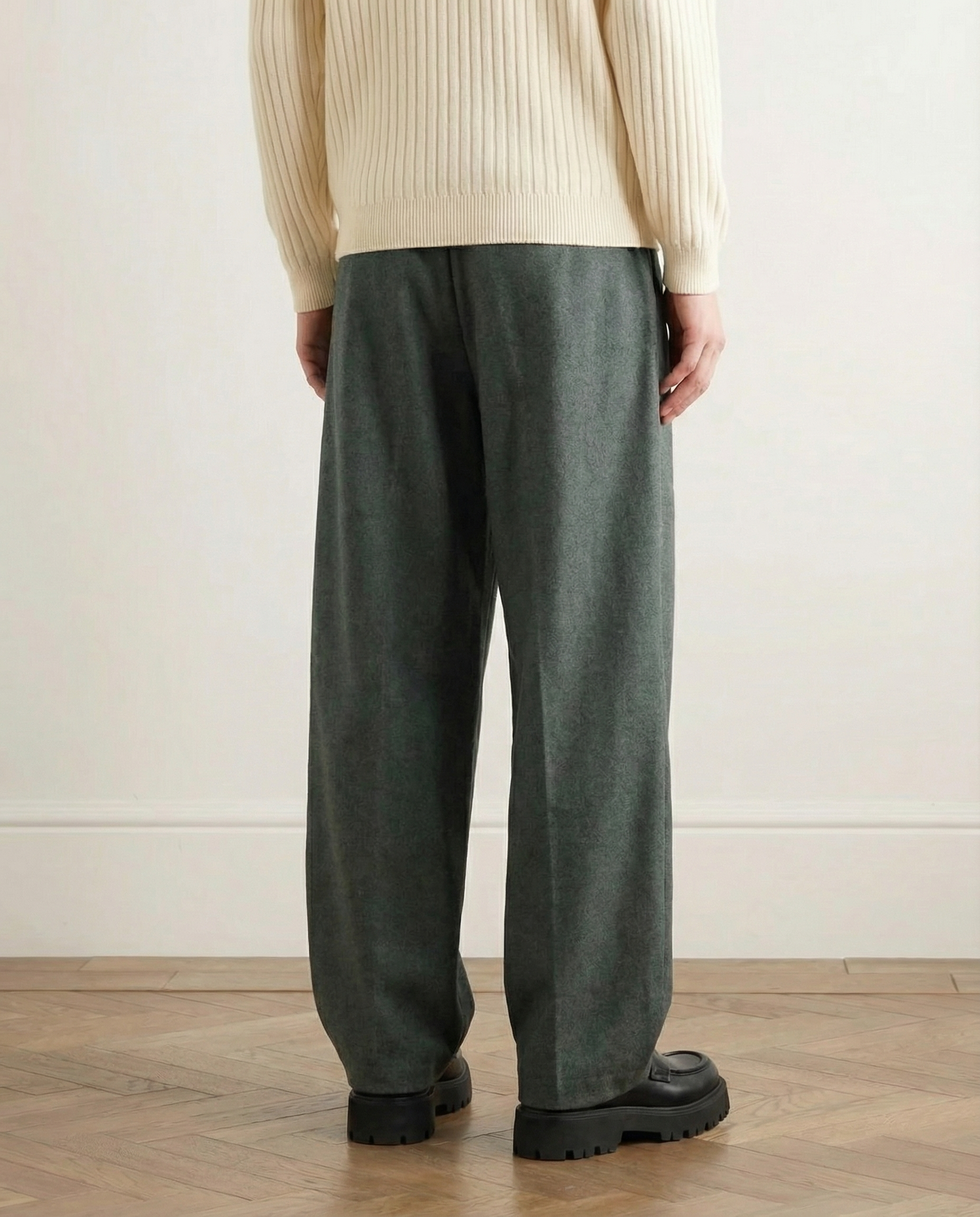 Wool-Blend Wide-Leg Trousers