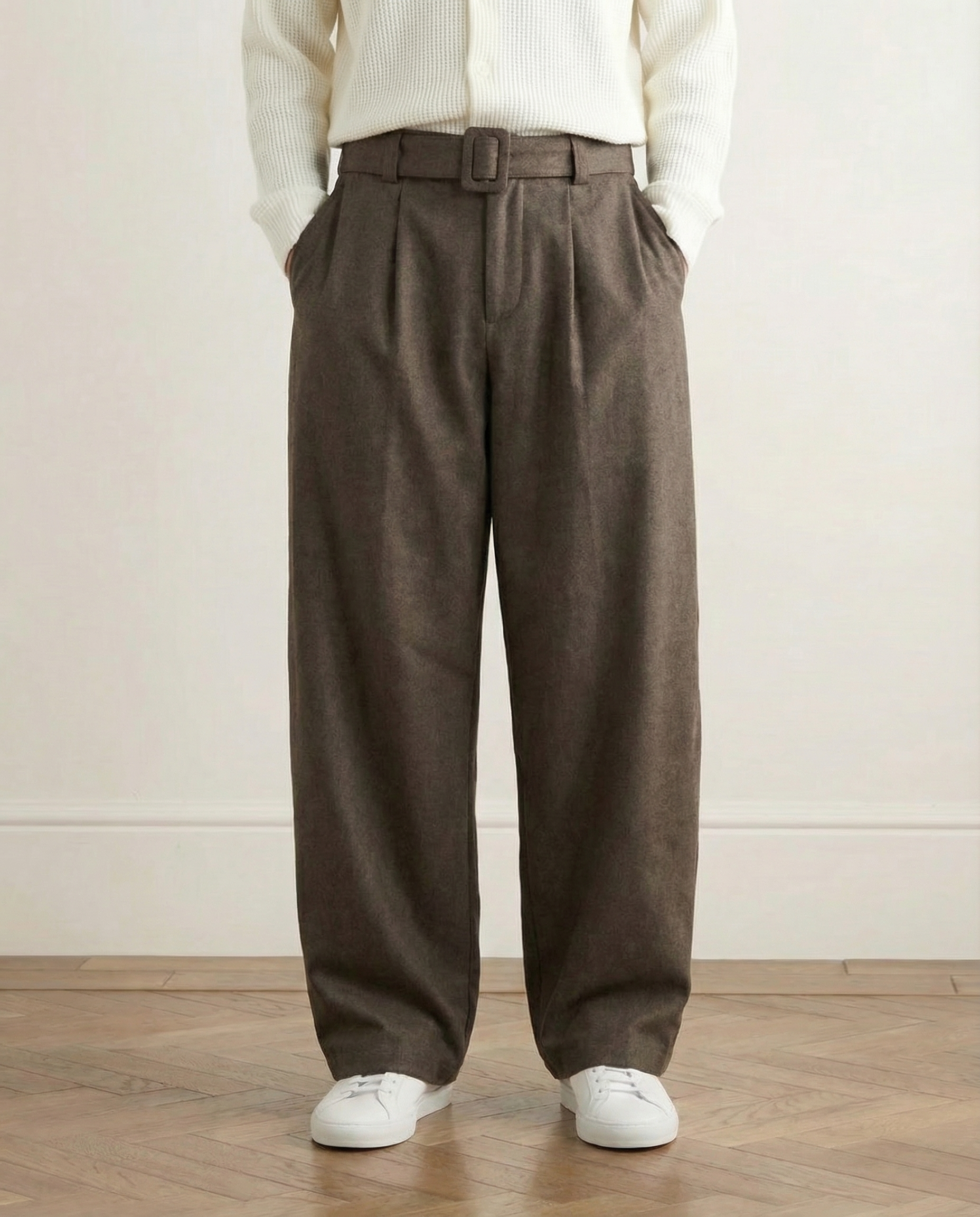 Wool-Blend Wide-Leg Trousers