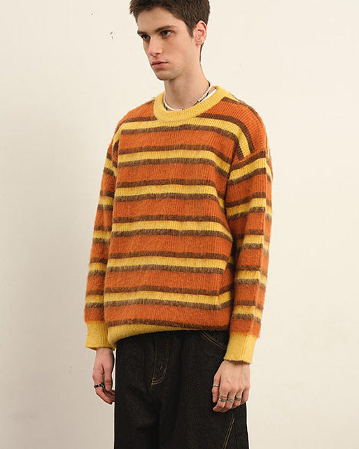 The Retro Colored Striped Campus Style Sweater