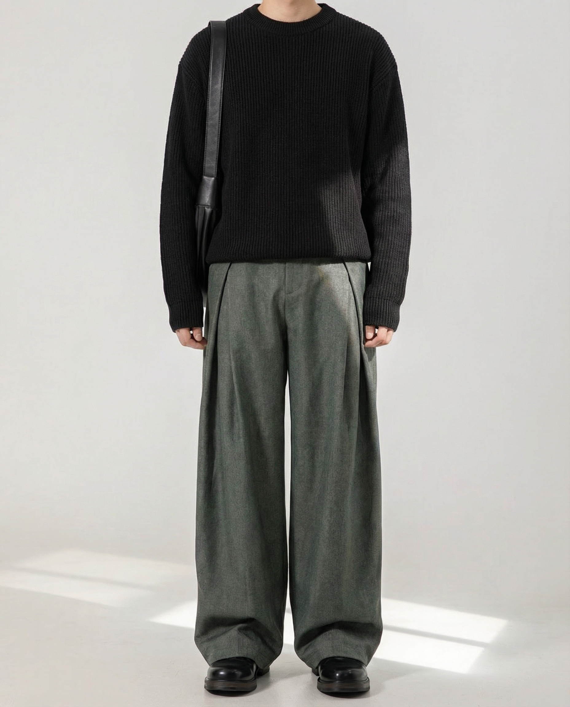 Wide-Leg Pleated Trousers