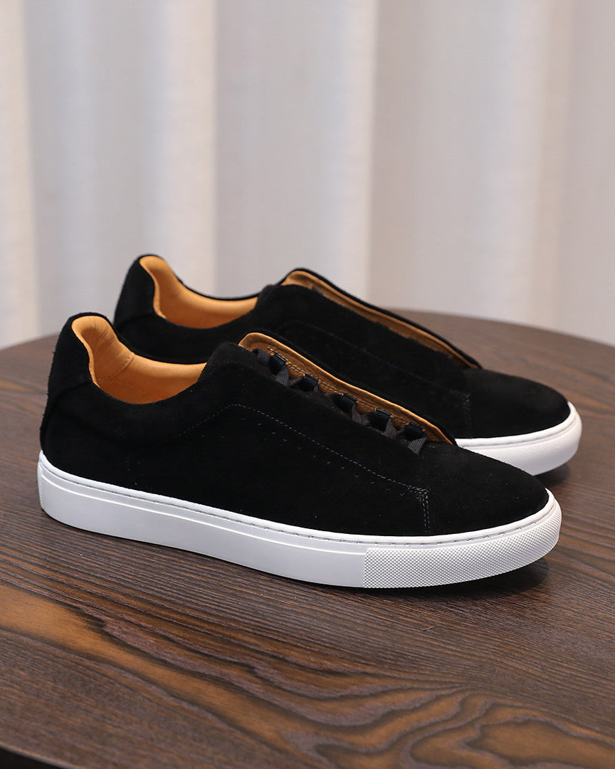 The Softey Suede Low Sneakers - Black Night