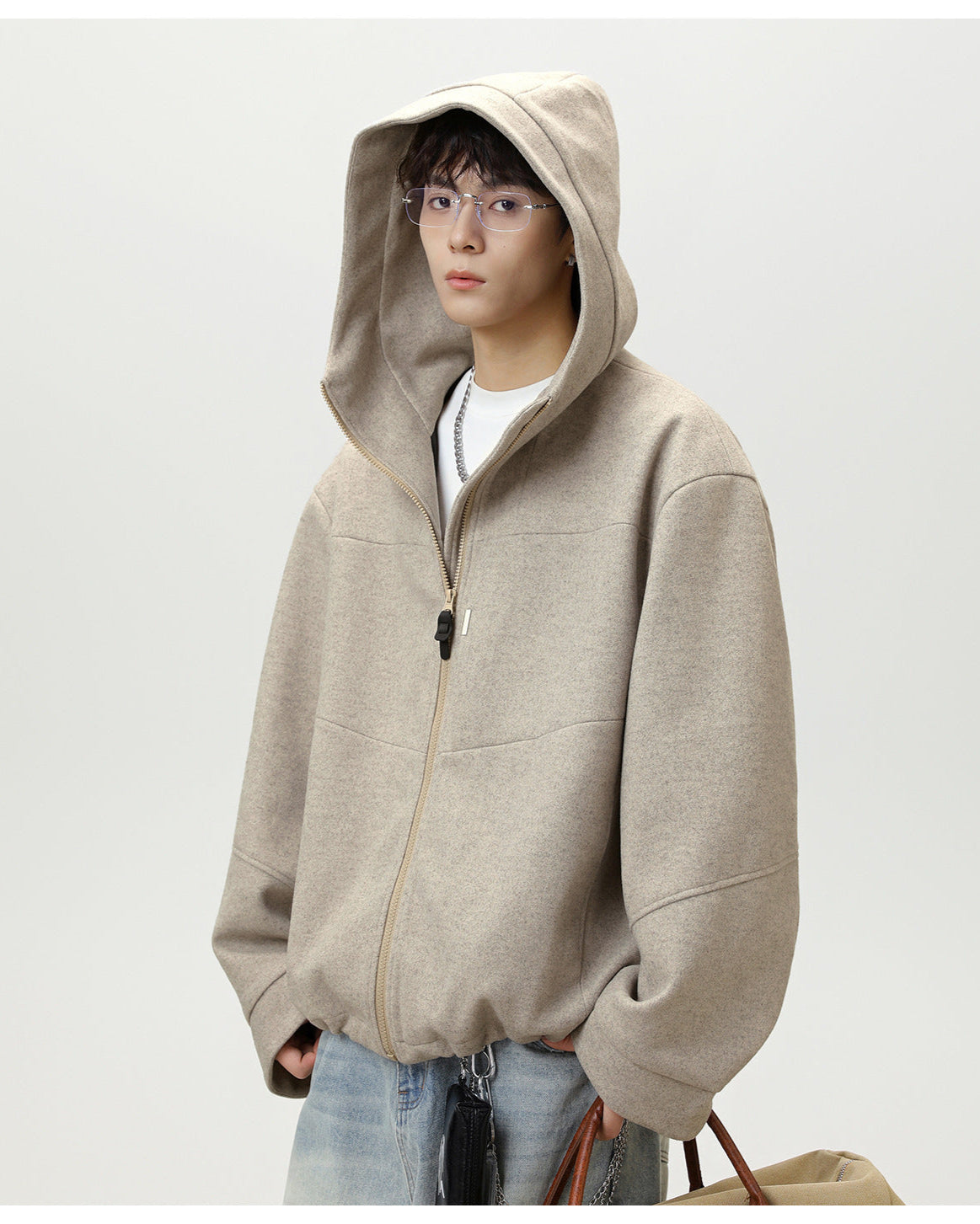 Split-Structure Textured Wool Blend Jacket