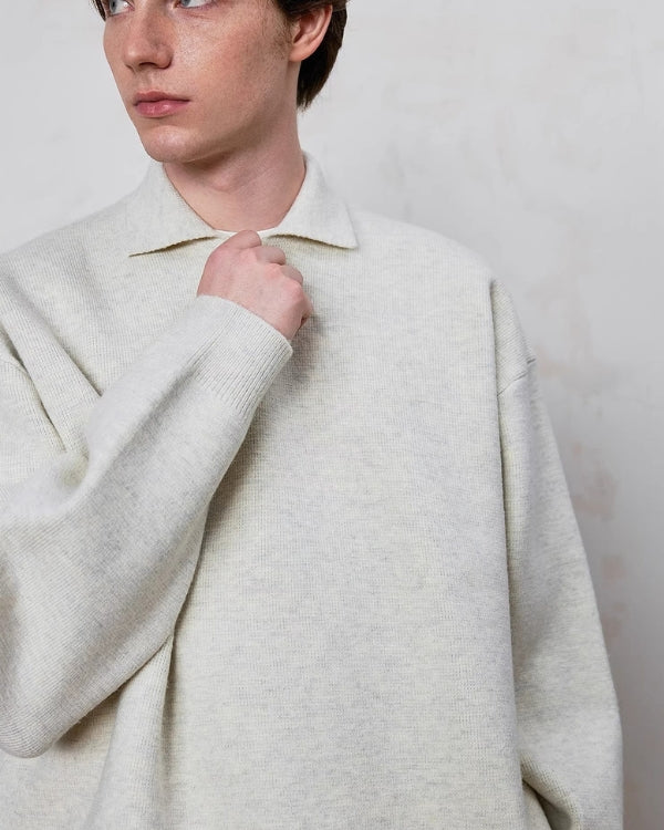 Textured Knit Polo Sweater