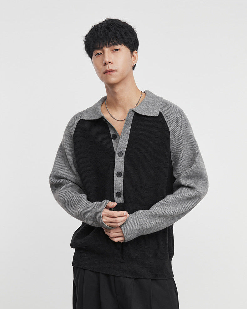 Autumn Mist Heavy Knit Contrast Sweater