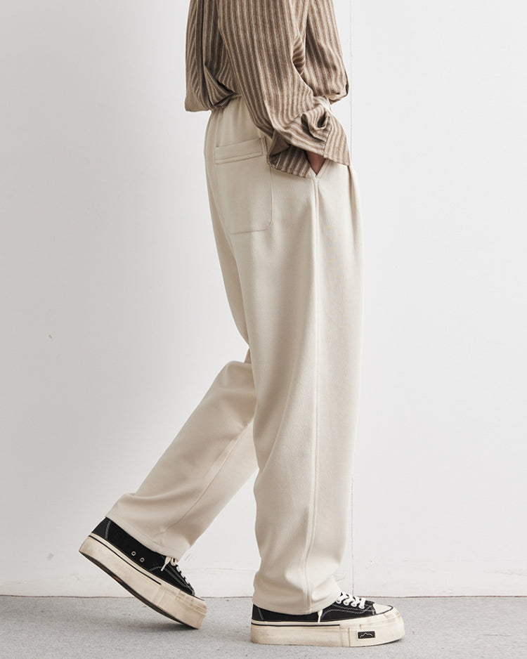 Soft Feel Straigh Leg Trousers with Waistband and Drawstrings