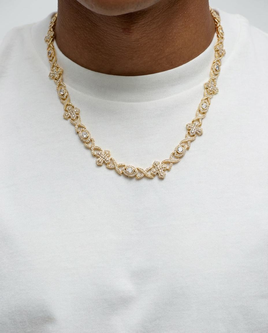 Elite Iced Clover Link Necklace