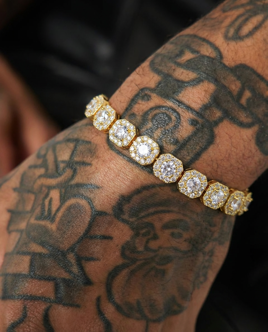 Iced Cushion Halo Bracelet