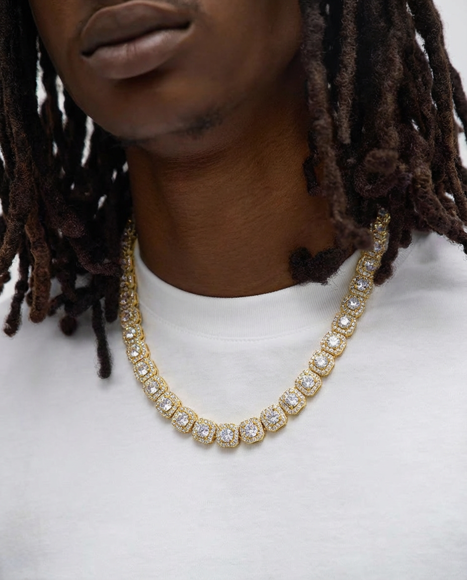 Octagon Halo Iced Link Chain