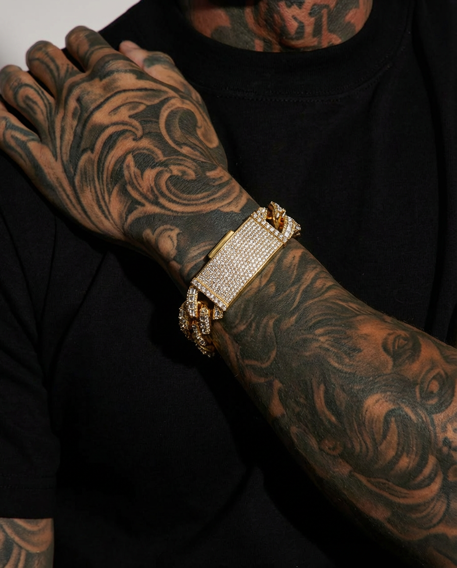 Fully Iced Lock Cuban Bracelet