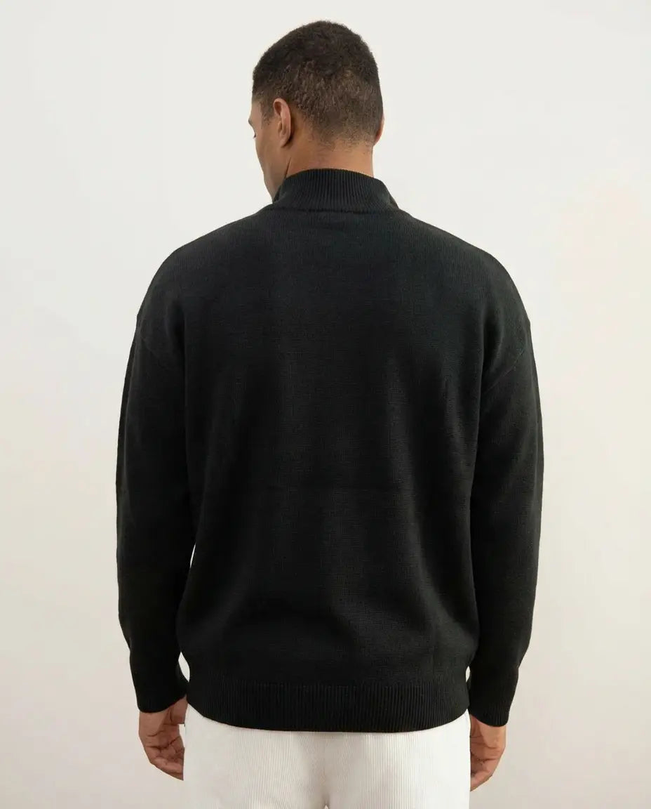 Dark Grey Merino Wool Half-Zip Sweater