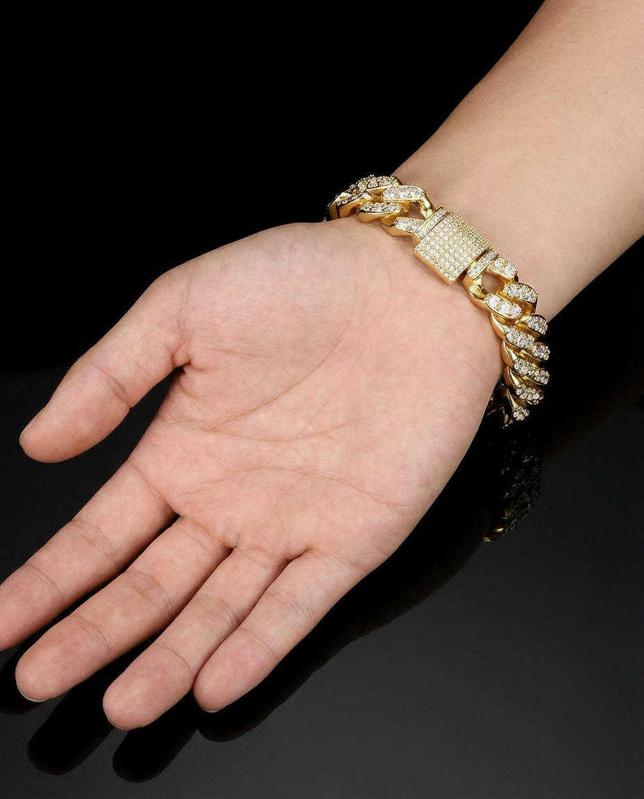 12mm Iced Cuban Link Bracelet -James Edition