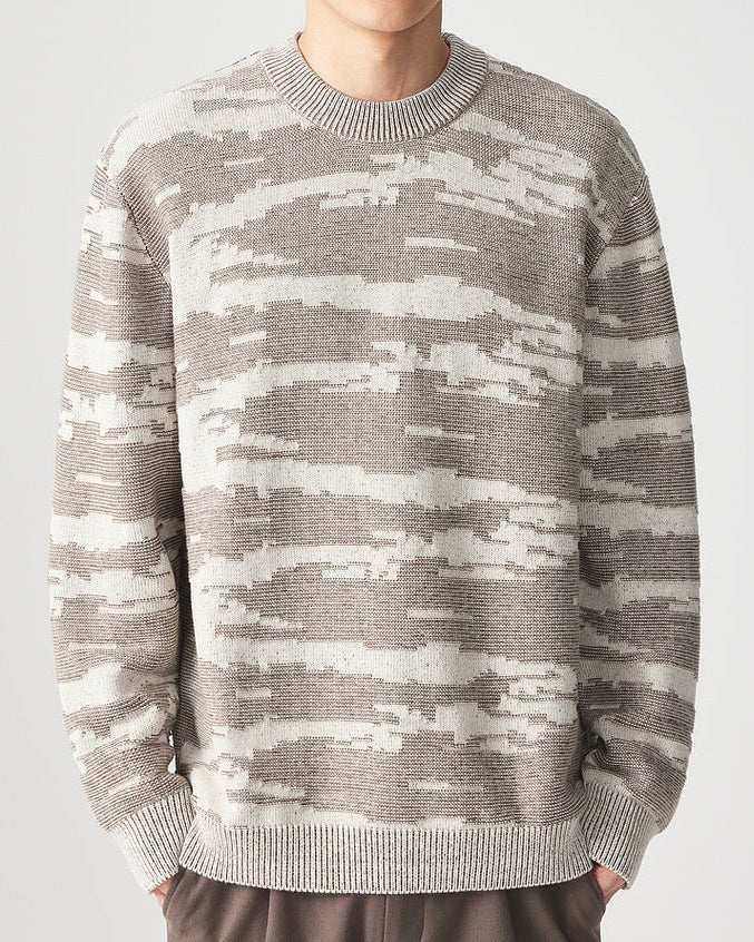 Den far-infrarøde jacquard-strikkede sweater