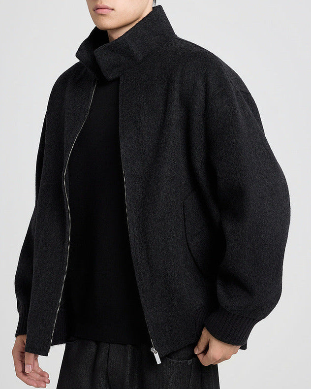 The Brantley Wool-Blend Harrington Jacket med struktureret standkrave