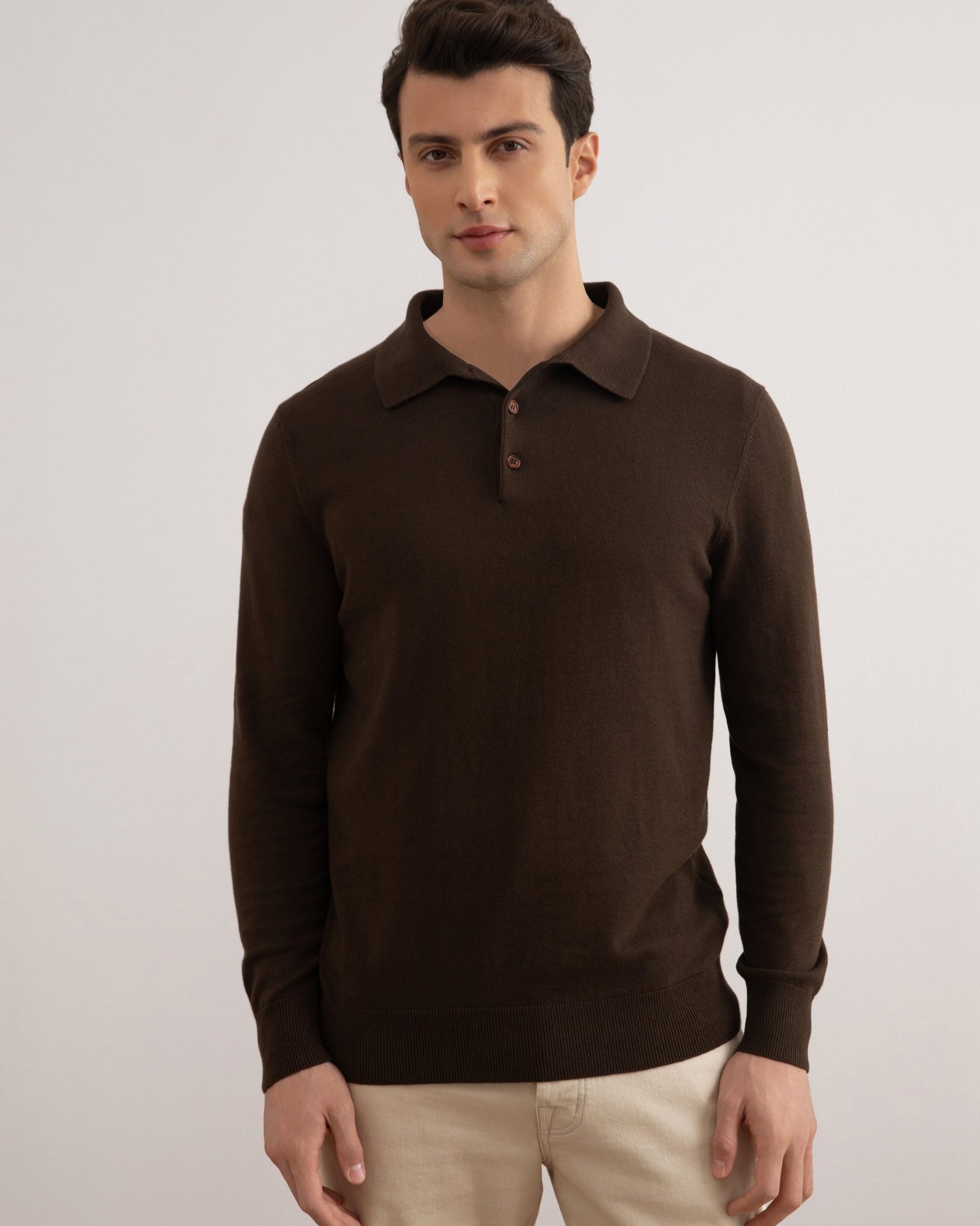 Brun klassisk poloshirt