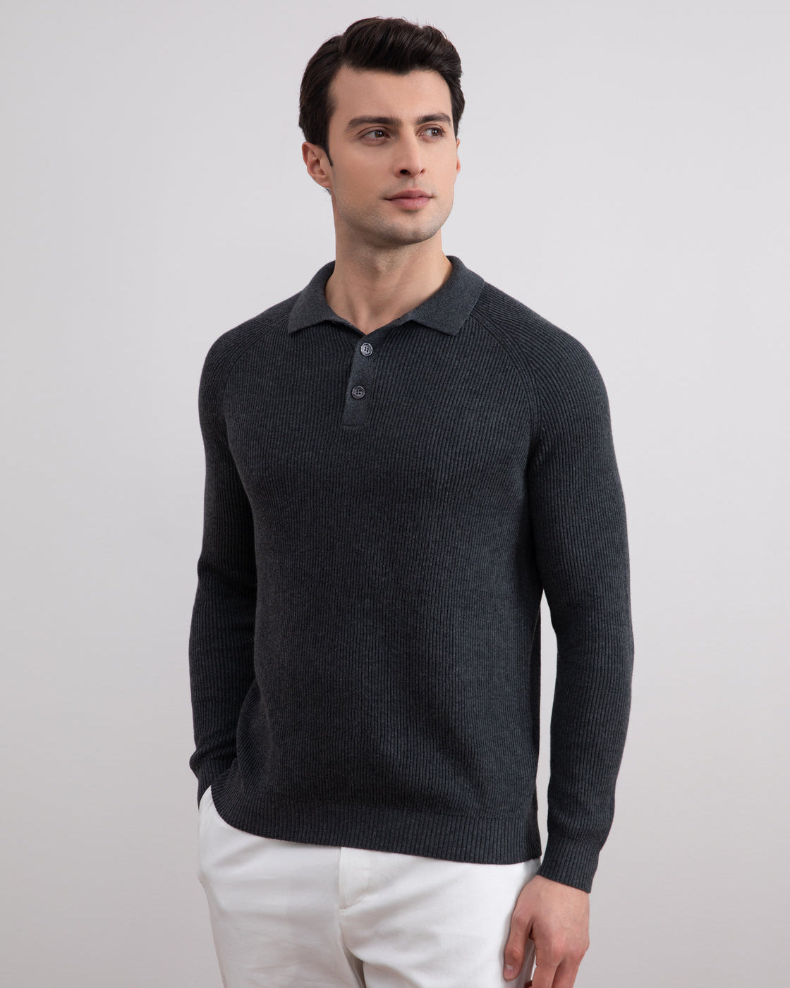 Charcoal engelsk rib polo shirt