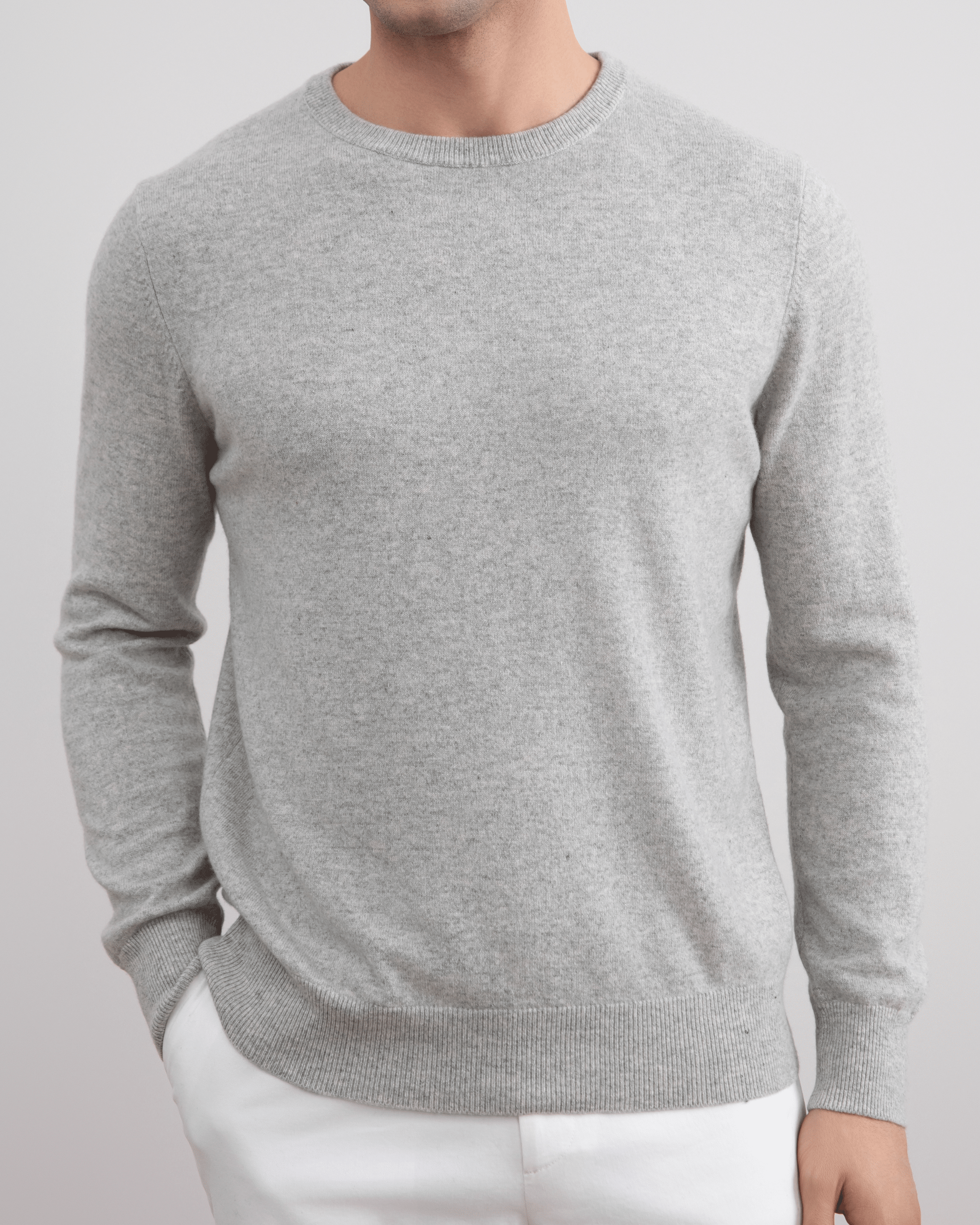 Crewneck i grå meleret kashmir