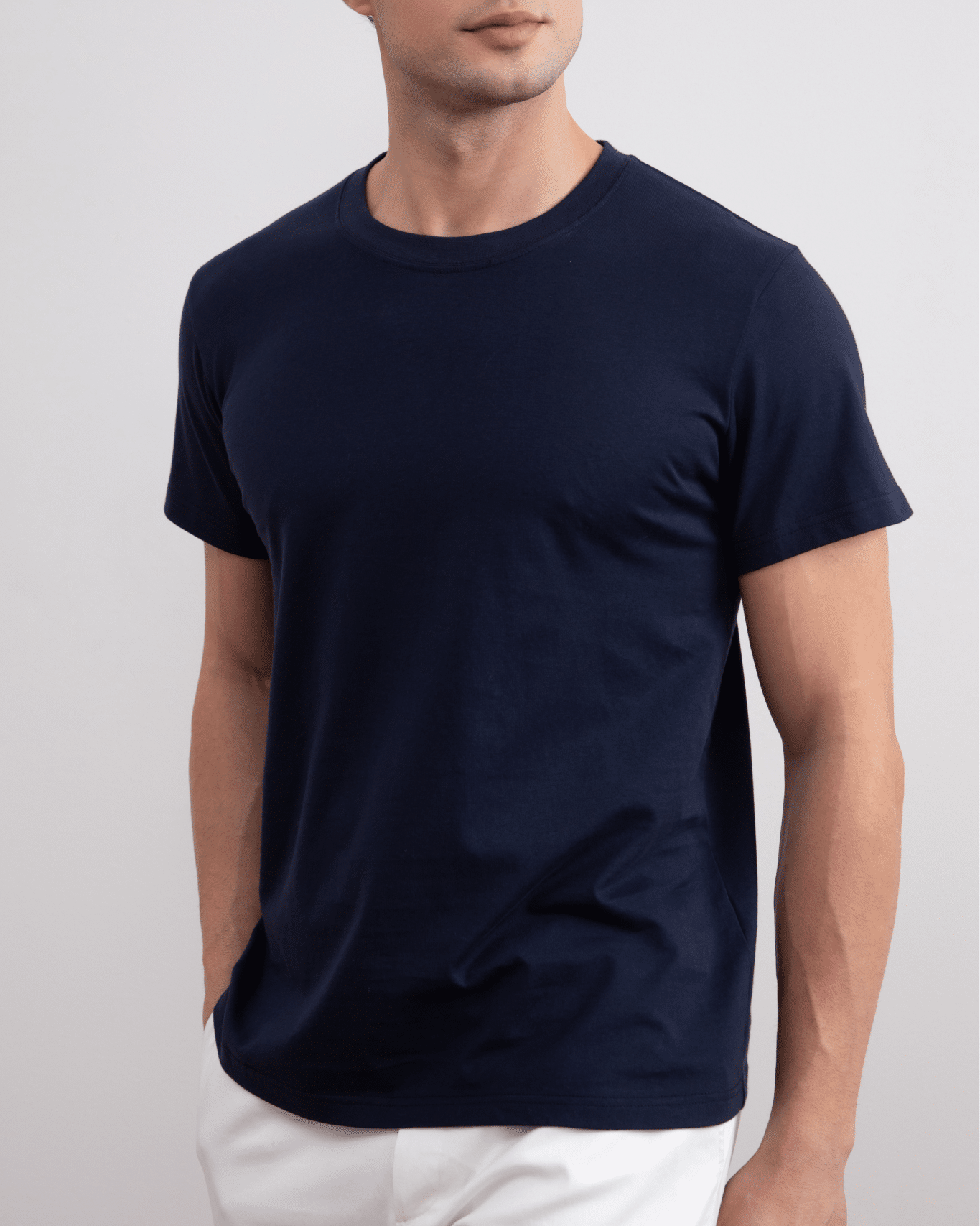 Navy Slim fit T-shirt med rund hals