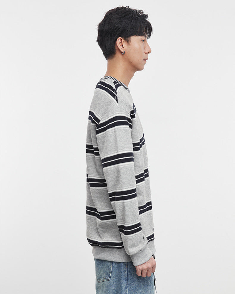 Kraftig stribet crewneck-sweatshirt