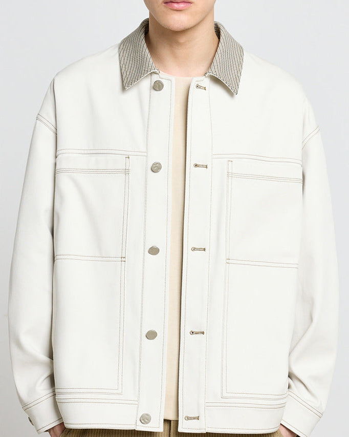 Die Momeike Color-Block Patchwork Revers Jacke