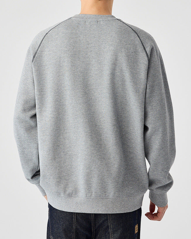 The Mo Maike 2025 Strukturierter Pullover mit geteiltem Kontrast und Rundhalsausschnitt