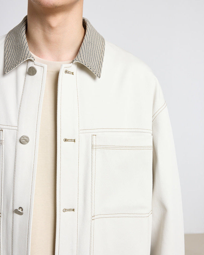 Die Momeike Color-Block Patchwork Revers Jacke