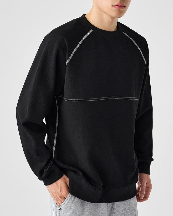 The Mo Maike 2025 Strukturierter Pullover mit geteiltem Kontrast und Rundhalsausschnitt