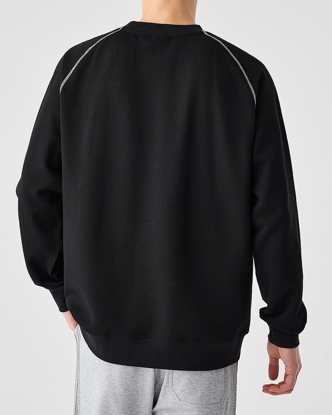 The Mo Maike 2025 Strukturierter Pullover mit geteiltem Kontrast und Rundhalsausschnitt