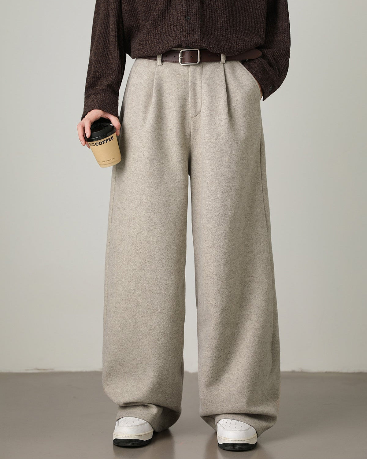 Hose mit weitem Bein aus Wollmischung