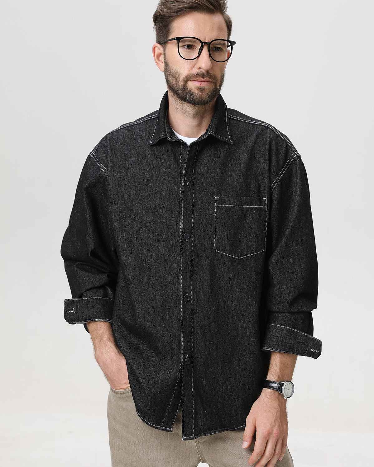 American Vintage Denim Langarm-Overshirt