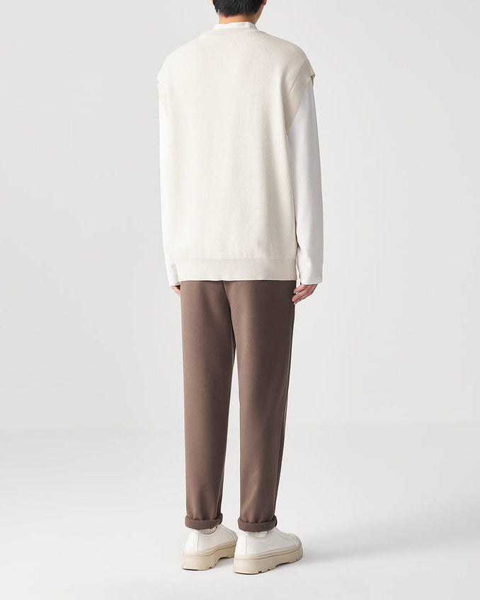 Chaleco casual de punto de color sólido y holgado