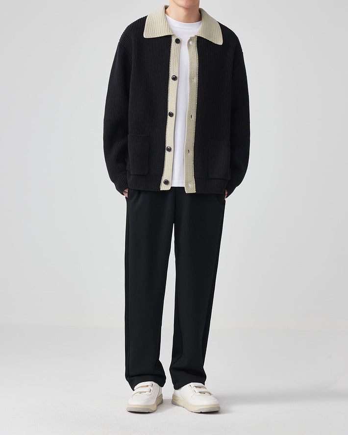 Chaqueta de punto con solapa de doble tono Mo Maike