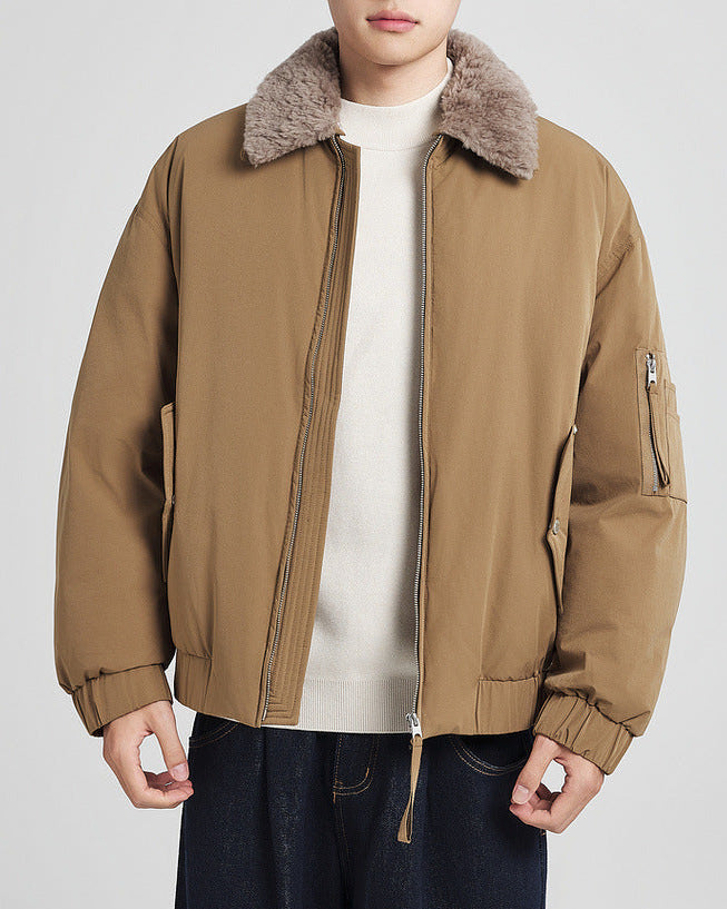 Chaqueta de plumón con cuello de piel desmontable