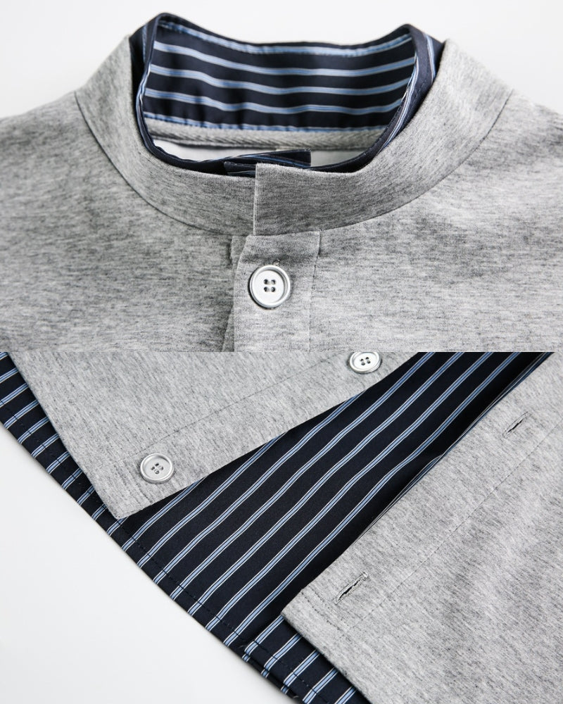 Camisa abotonada a capas de rayas