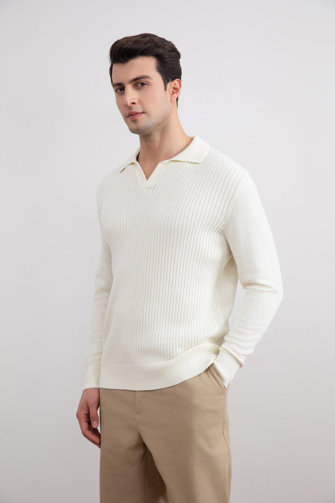 Polo abierto de rayas Off-White
