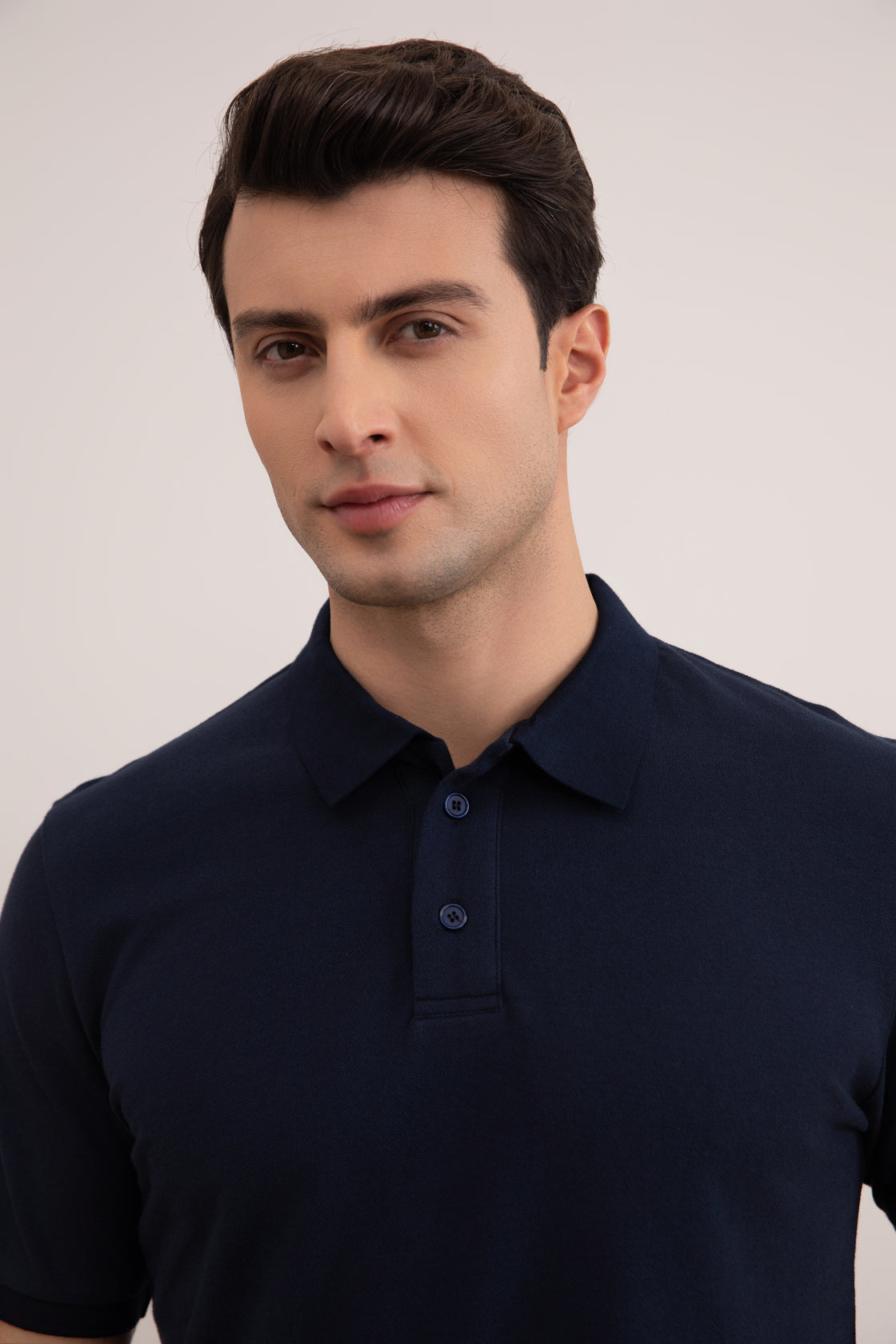 Polo de piqué de algodón azul marino