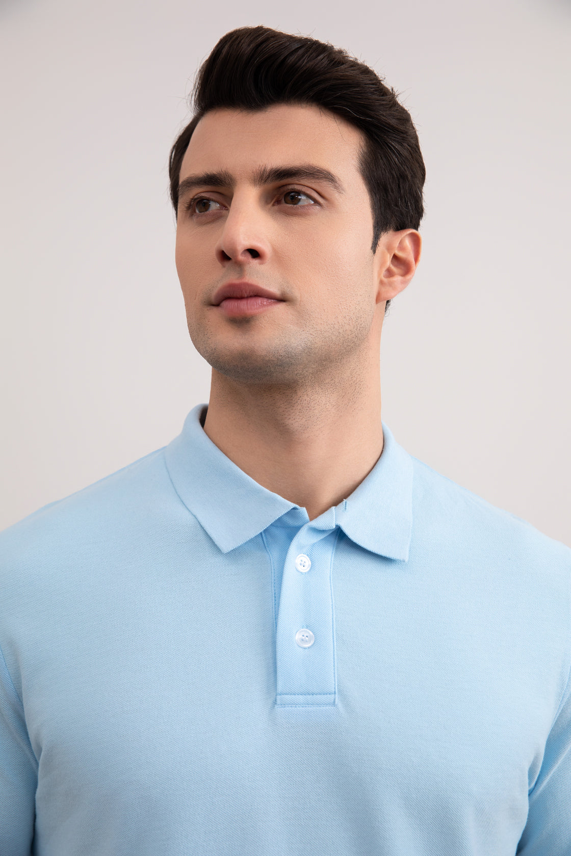Polo de piqué de algodón azul océano