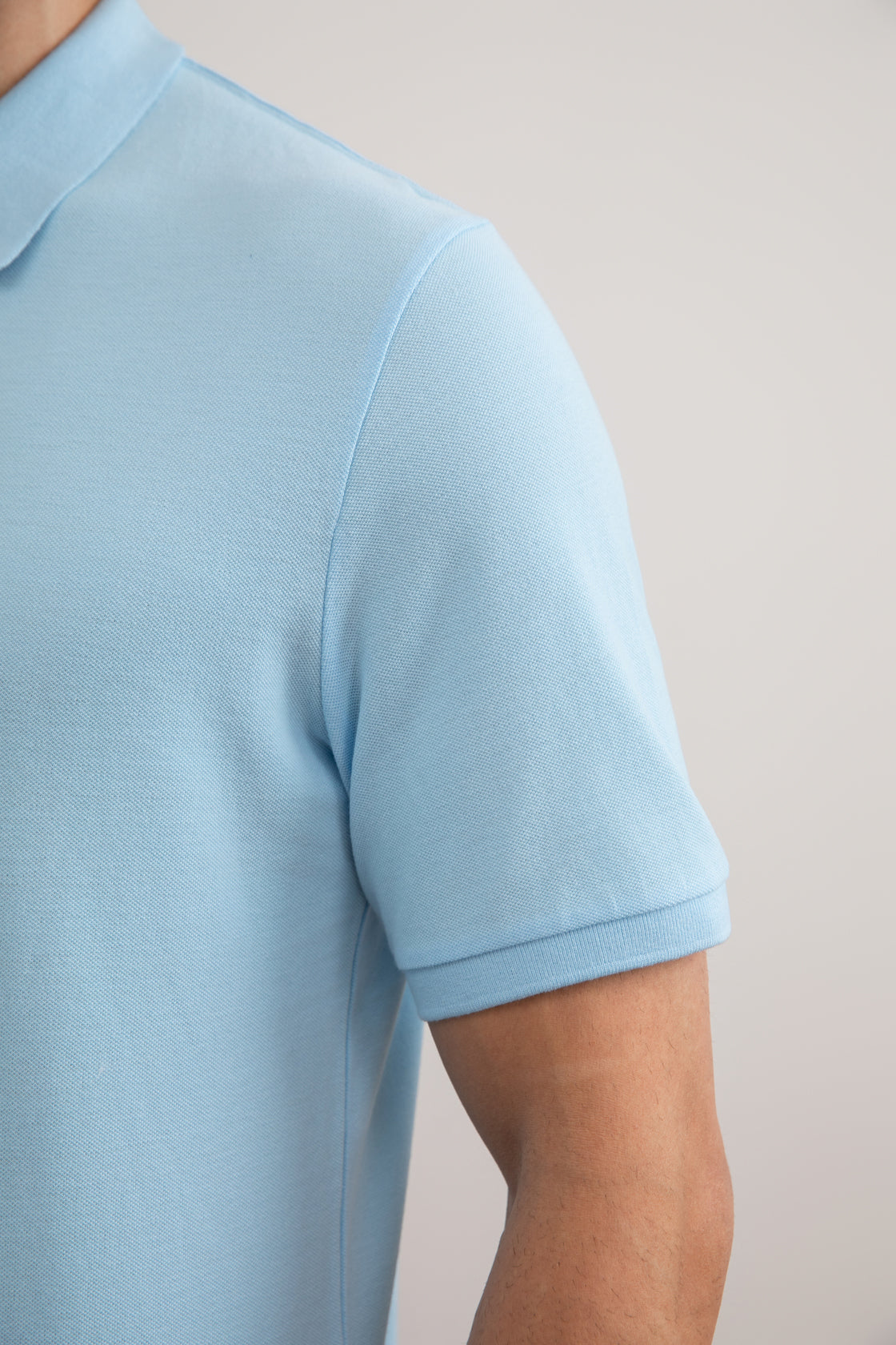 Polo de piqué de algodón azul océano