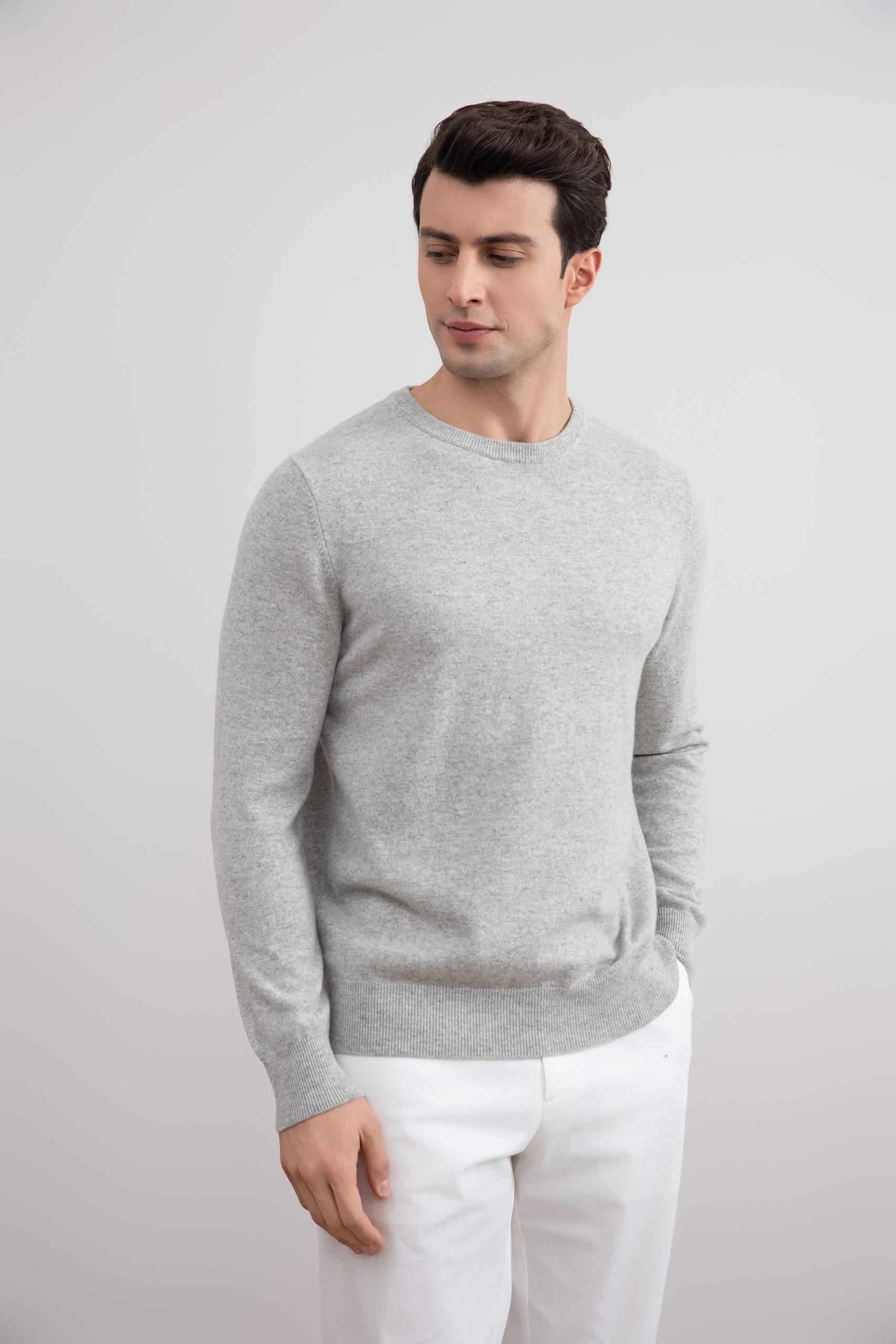 Gris Mélange Cashmere Cuello redondo