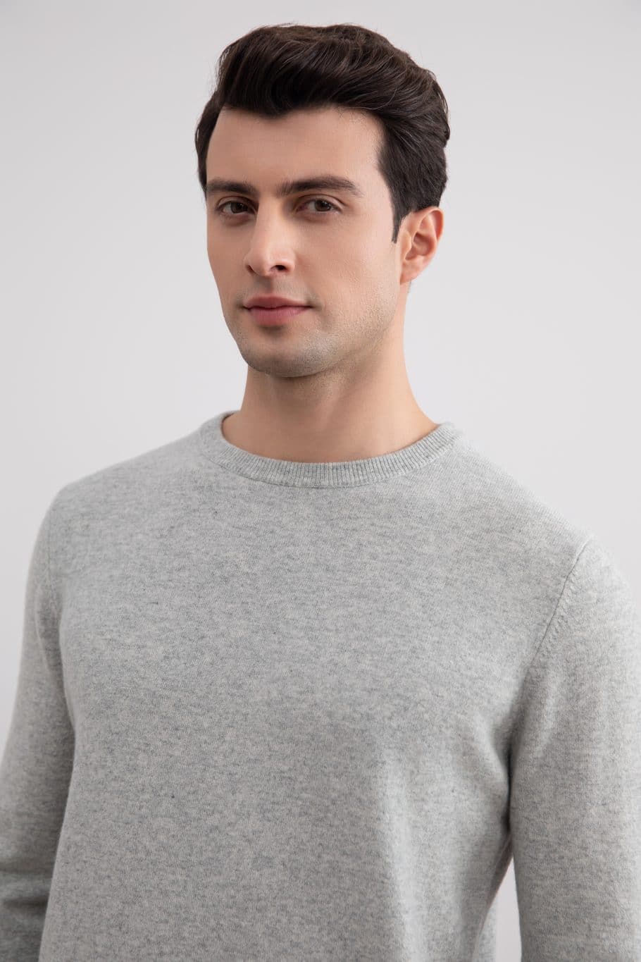 Gris Mélange Cashmere Cuello redondo