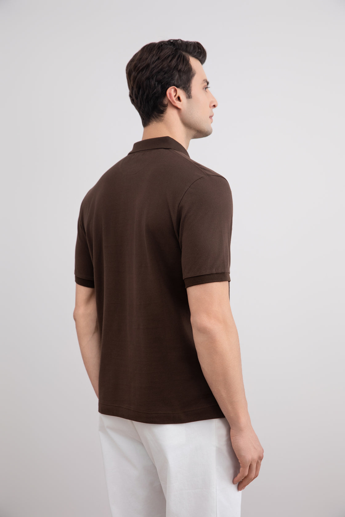 Polo de piqué de algodón marrón