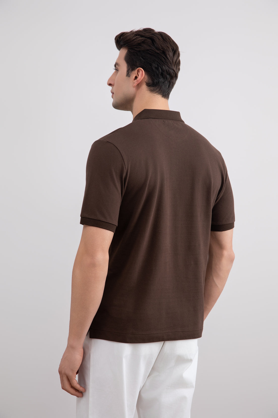 Polo de piqué de algodón marrón