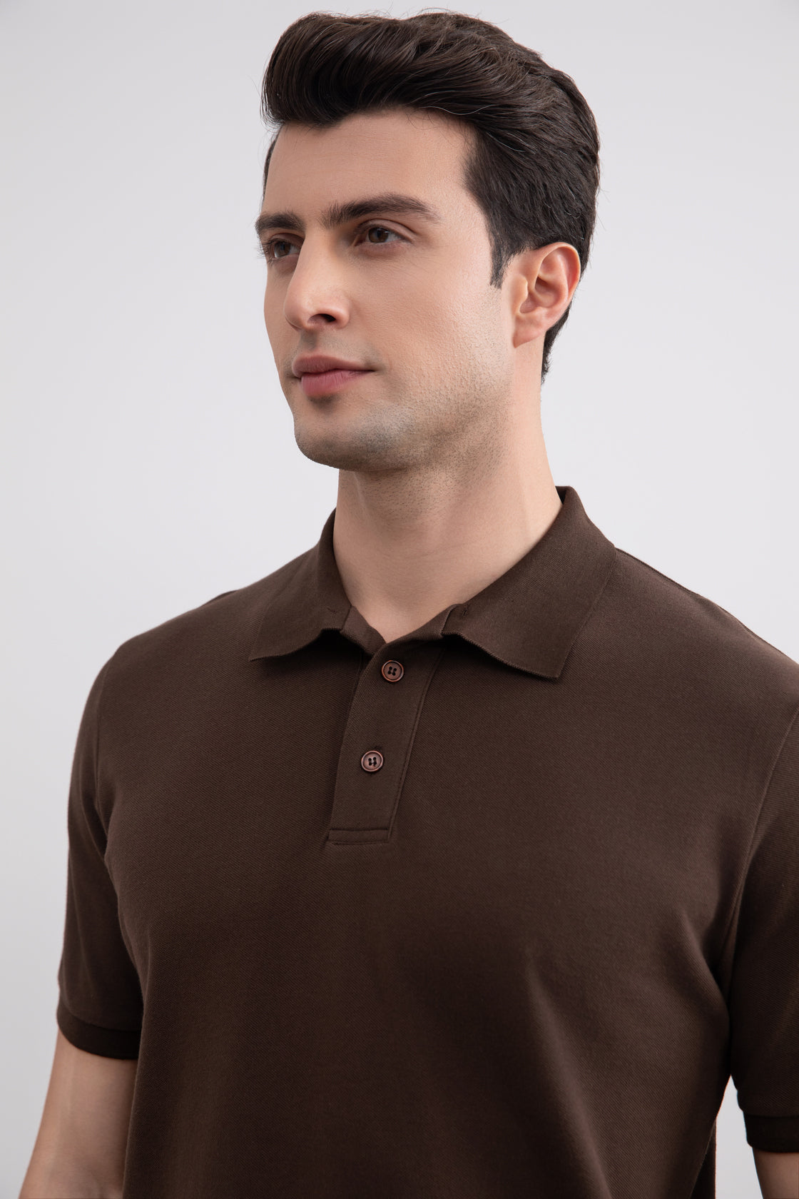 Polo de piqué de algodón marrón